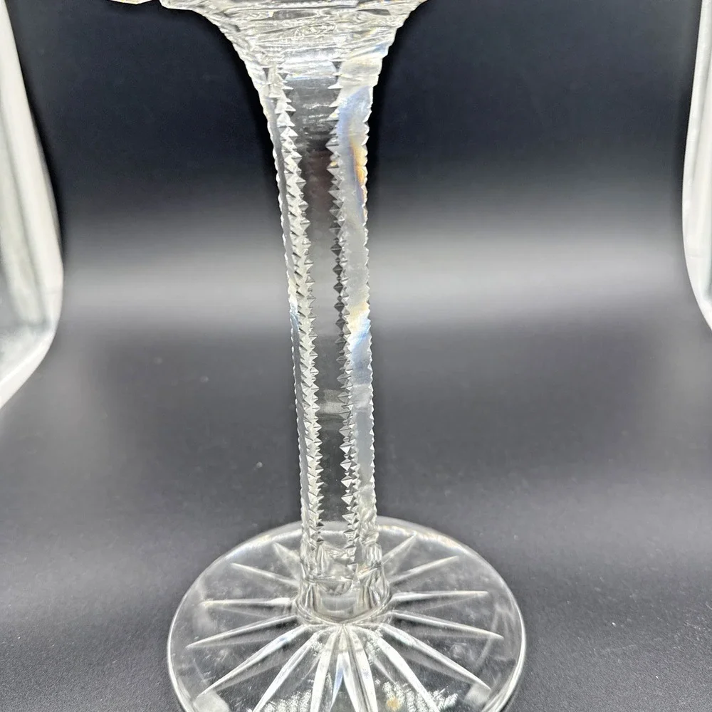 Antique American Brilliant Period Cut Glass Compote Tall Pinwheel Star 10